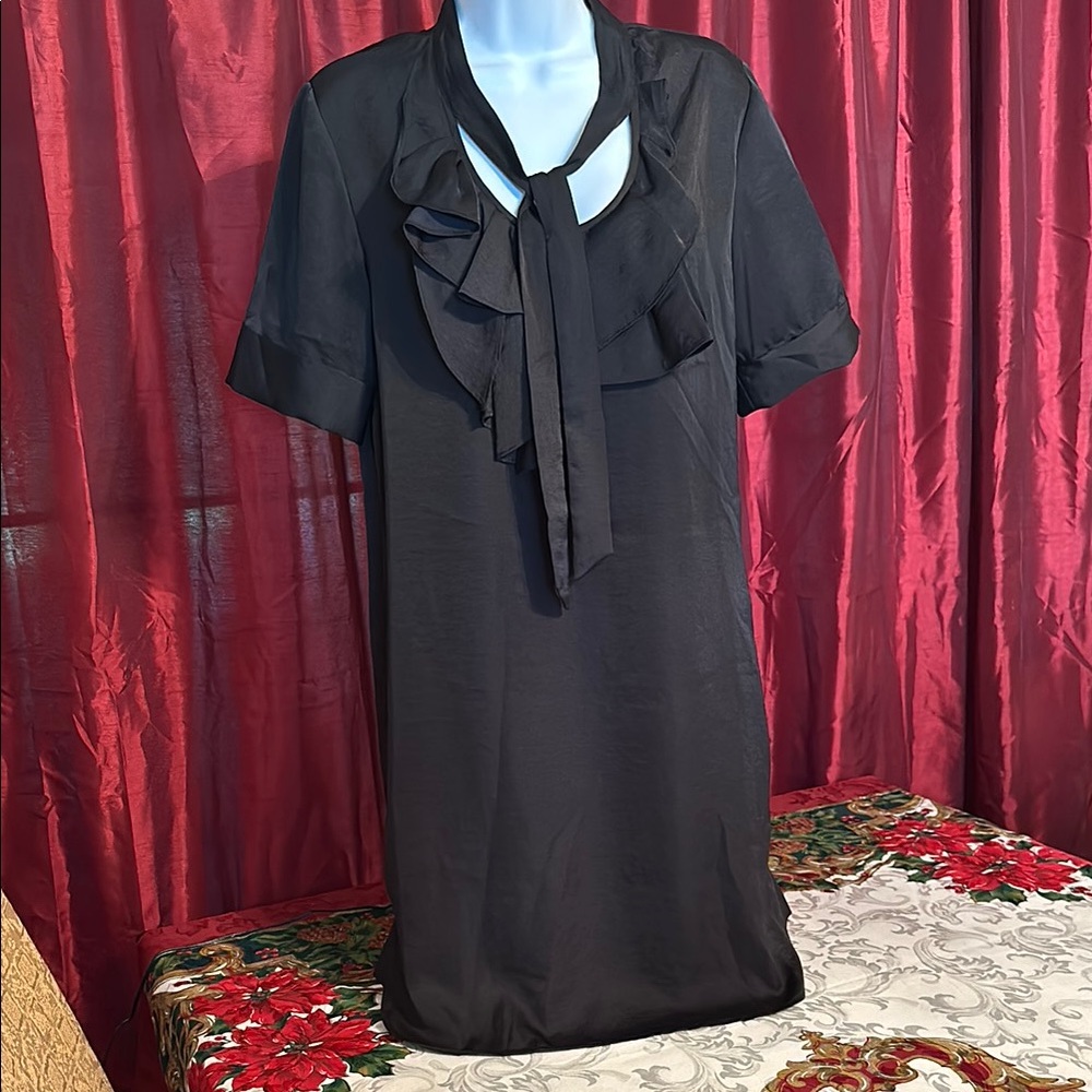 GAP Black Midi Dress with Ruffle Detail